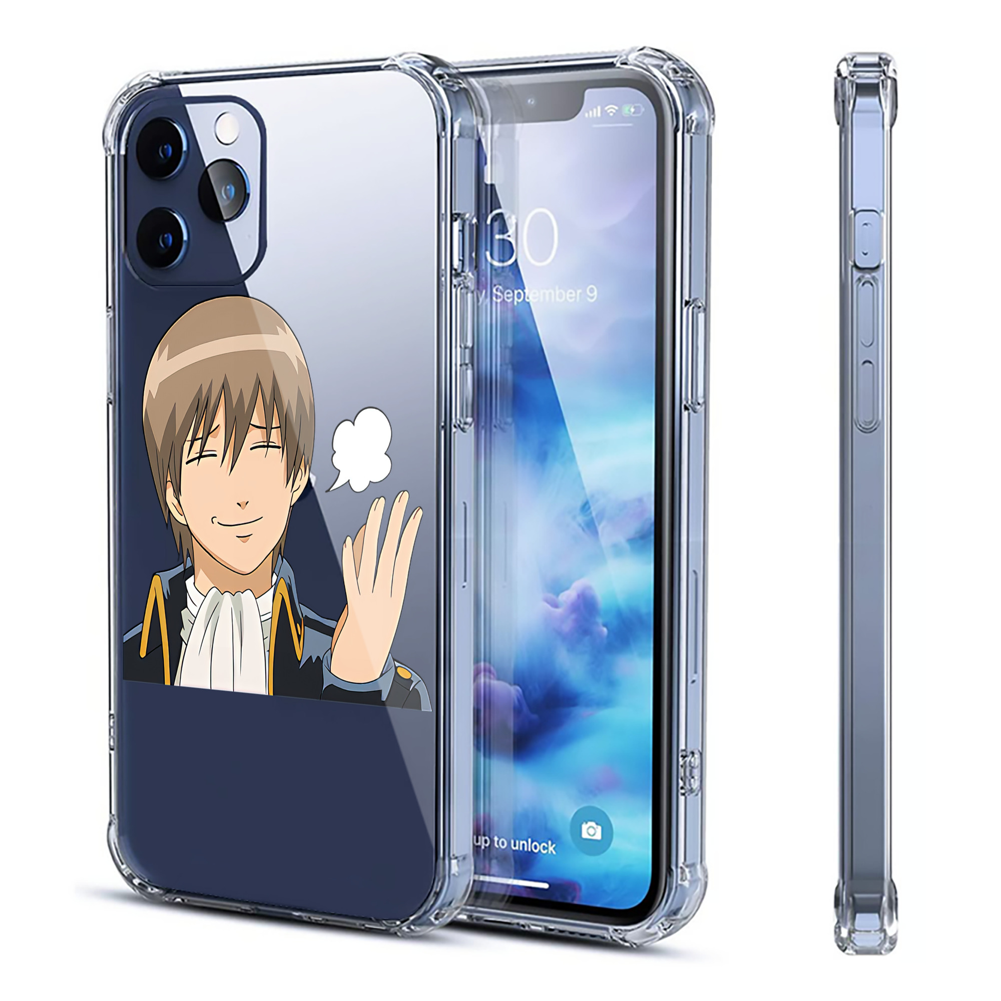 （画像用） ぎんたま 坂田銀時（さかたぎんとき） 神楽 志村新八（しむら しんぱち） GINTAMA Sakata Gintoki Kagura Shimura Shinpachi 【iPhone 12シリーズ対応】透明スマホケース（クリアソフトケース）